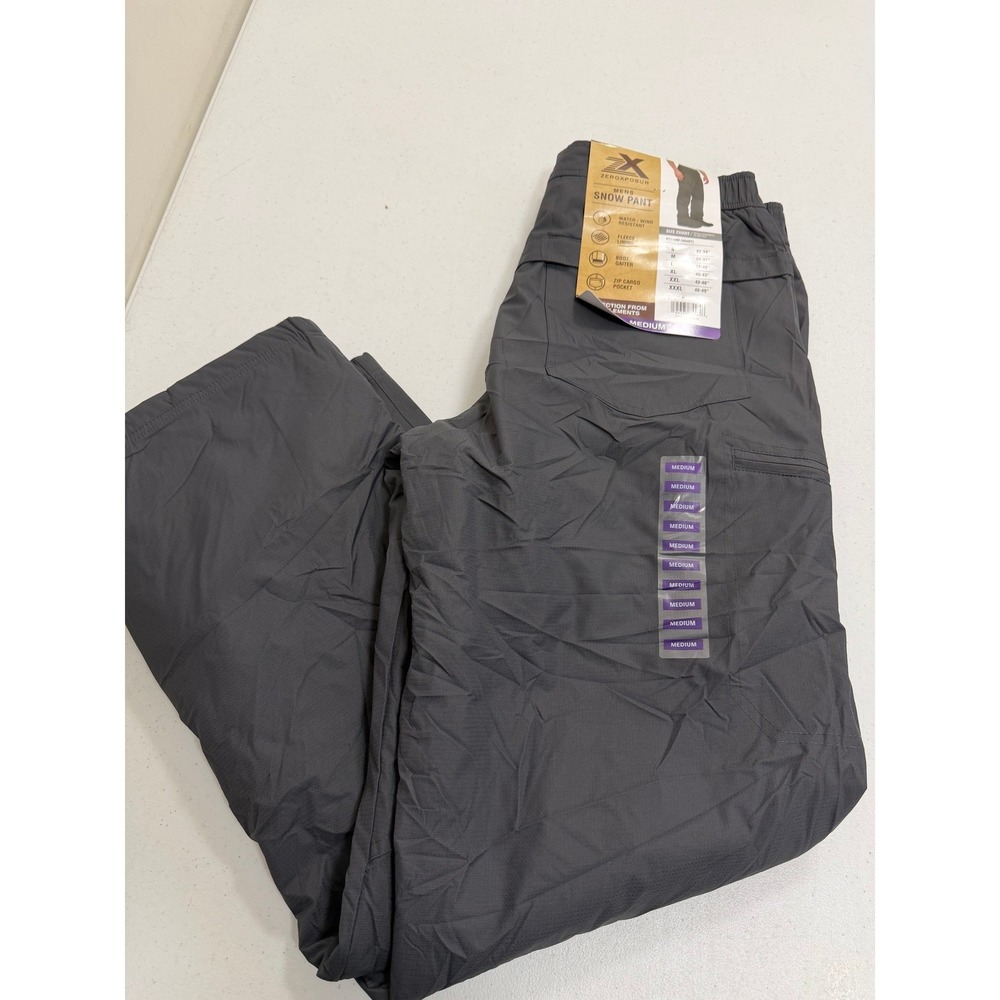 Zeroxposur Mens Snow Pant Slate Gray Fleece Lined Water Resistant Medium NEW
